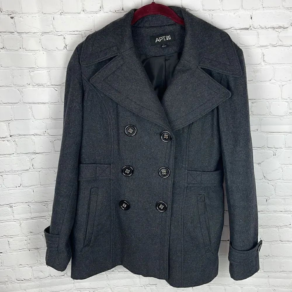 Apt. 9 Gray Button Up Peacoat Size Medium